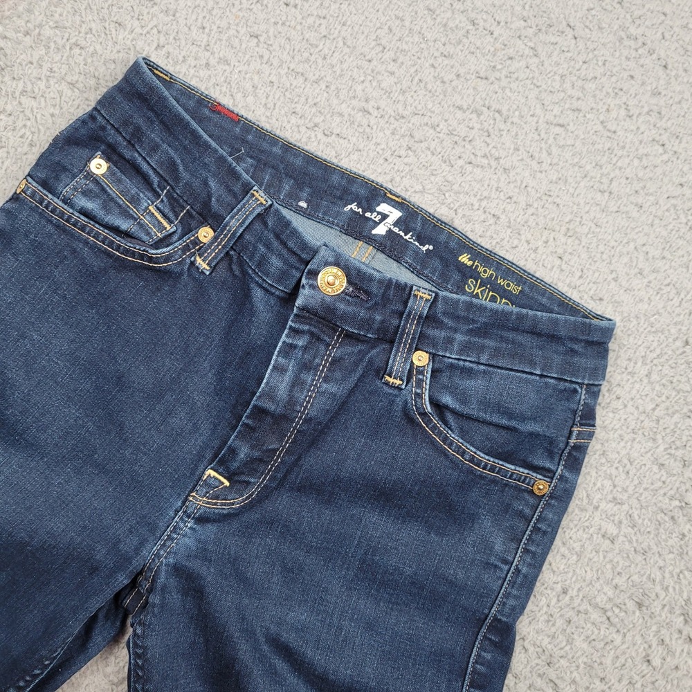 7 For All Mankind Womens The High Waist Skinny Jeans Size 27 Dark‎ Wash Denim